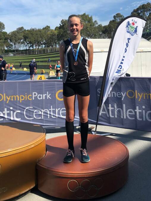 Finley Public School student Sienna Burke is off to compete at national level after winning bronze at the NSW PSSA Athletics Championships.