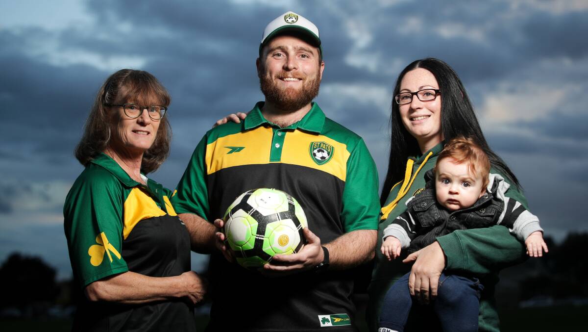 WE ARE FAMILY: St Pats women's coach Josh O'Farrell with his mother, Brenda, girlfriend, Sal Robinson and son, Max. Picture: JAMES WILTSHIRE
