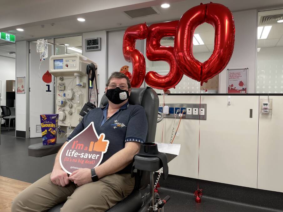 STANDOUT: Wodonga man Andrew Pullin provided blood for the 550th time at Lifeblood's Albury blood donor centre on Thursday, 35 years after he first started. He's among the top three donors at the Border facility. 