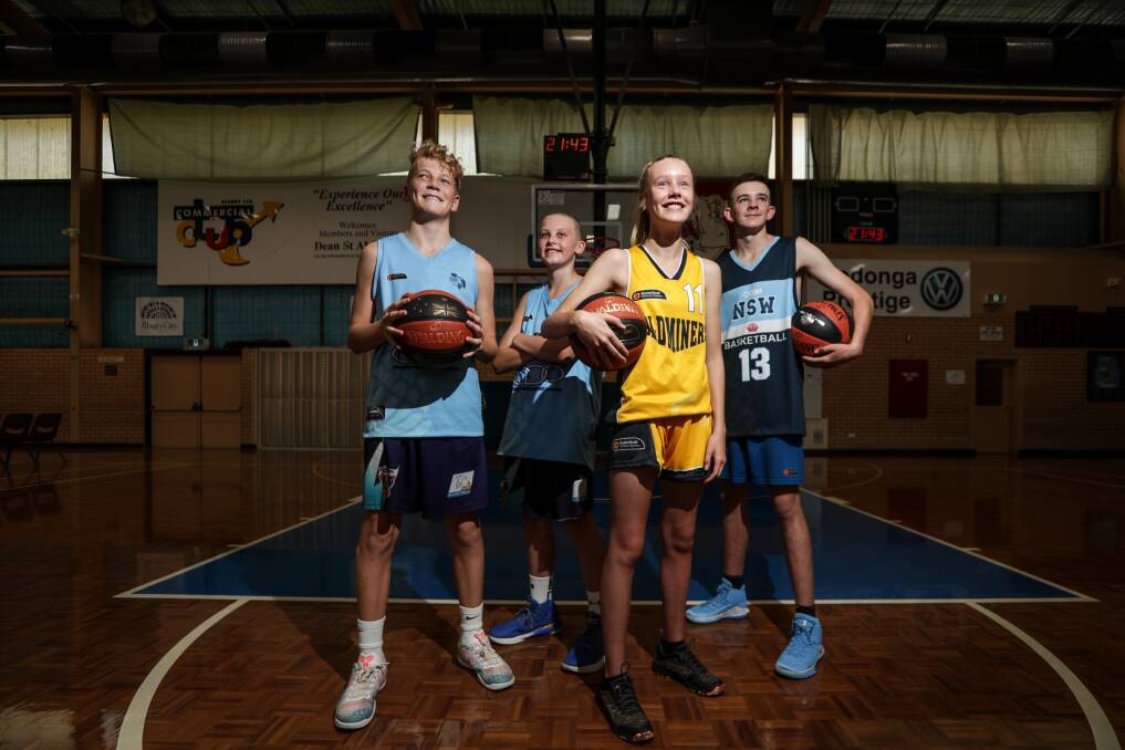 RIM RUNNERS: Angus Masters, 12, Sam Webb, 13, Tahli Smith, 13, and Haiden Ings, 14 are preparing for next week's Country Championships. Picture: JAMES WILTSHIRE