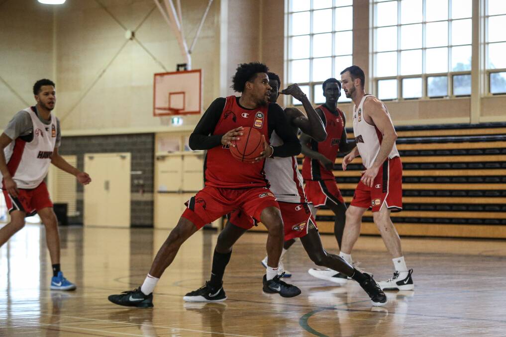 ON THE MOVE: Justin Simon trains with the Illawarra Hawks at The Scots School Albury earlier this week. The Hawks are set to make another dramatic shift in locale amid tighter border restrictions in Victoria. Picture: JAMES WILTSHIRE