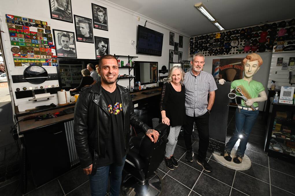 BACK WHERE IT STARTED: Former Melbourne Victory player Daniel Vasilevski has taken over Wodonga barber Mad 4 Hair after working for previous owners Della and Mat Poppins as an apprentice in 2018. Picture: MARK JESSER