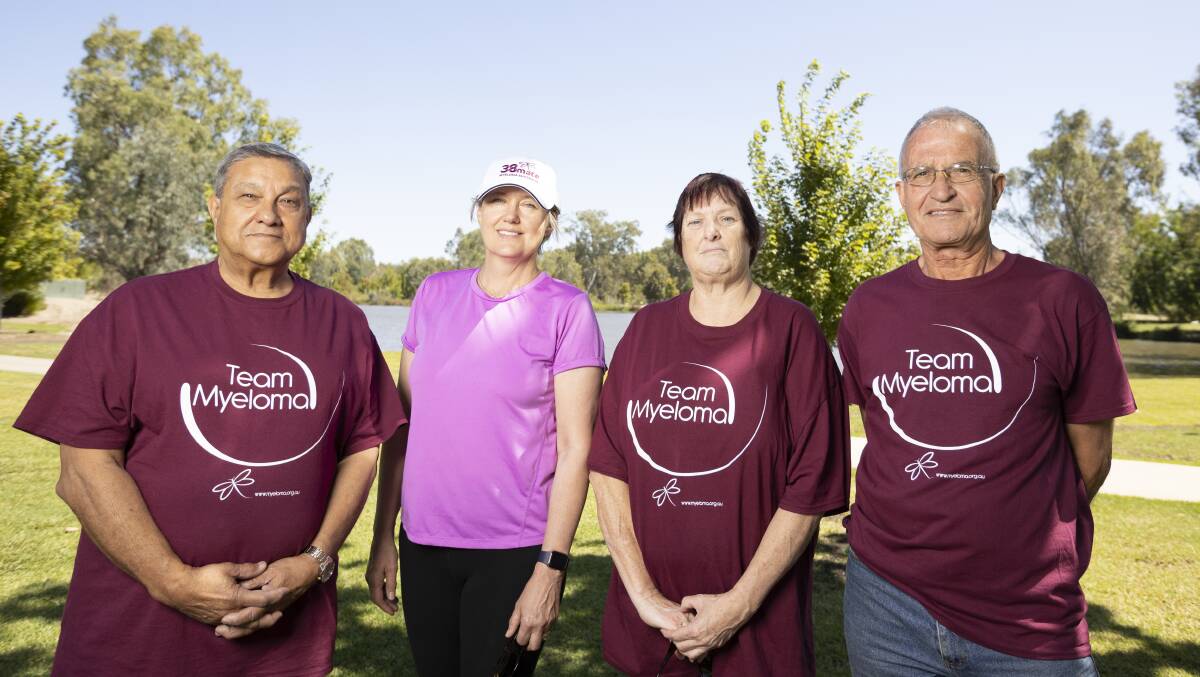 KEEN: Matt Burke, Michelle Faul, Yolana Andrews and Jos Weemaes ahead of the Border's inaugural 3.8 With a Mate walk for Myeloma Australia, hosted by Rotary Club of Wodonga West, next weekend. Picture: ASH SMITH
