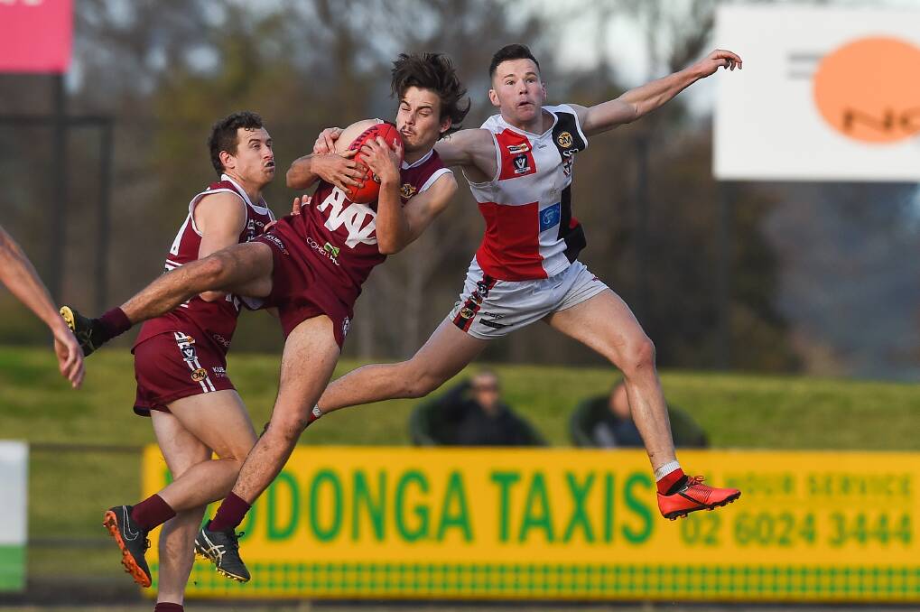 ON TARGET: Ben McPherson booted one of Wodonga's three goals in its reserves clash against Wodonga Raiders on Anzac Day.