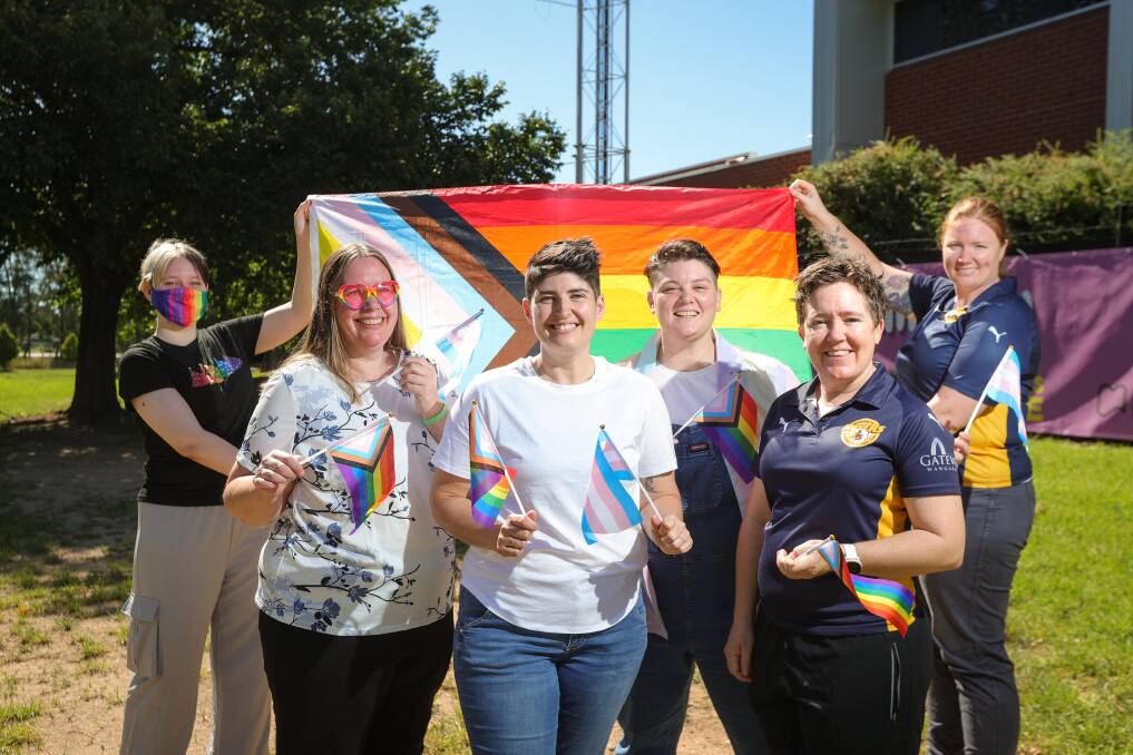 Charlie Hoffard, Vanessa Luscombe, Allison Winters, Elena Sewell-Dolphin, Bronwyn McGorlick and Amy Collins are continuing preparations for the Pride Fair in Wangaratta on February 9. Picture by James Wiltshire