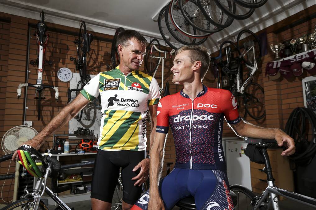 PROUD: Jesse Featonby, pictured with father, Greg, was delighted with his performance at his first Herald Sun Tour. Picture: JAMES WILTSHIRE