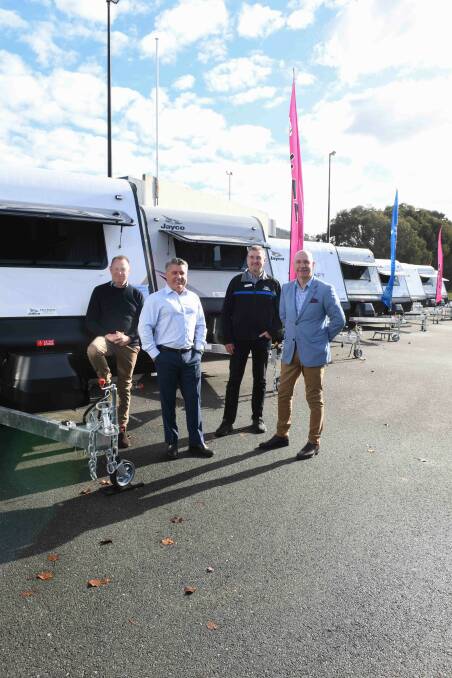 Jayco Albury Wodonga co-owners Chris McInerney and Mick Blomeley, sales manager Clark Thompson and regional sales manager Craig Kerrison. Picture by Tara Trewhella
