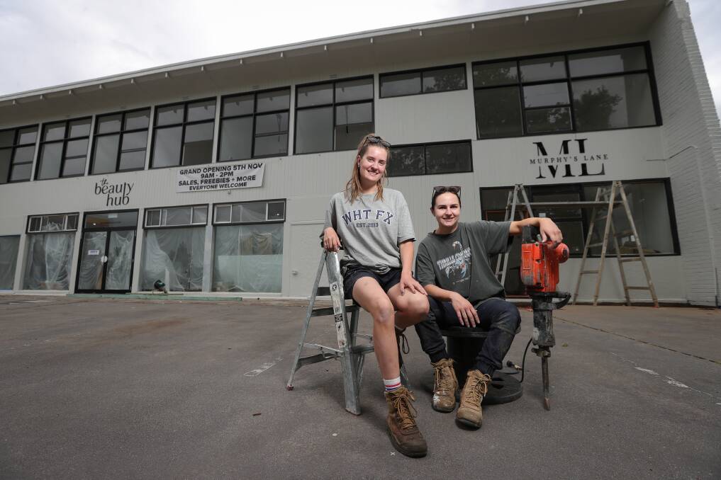 Business owners Bree Armstrong and Taylah Gerecke are the new tenants of the former Seaton Motors building on Elgin Boulevard in Wodonga, which will now house The Beauty Hub, Lorum Lashes and drive through coffee shop Murphy's Lane. Picture by James Wiltshire