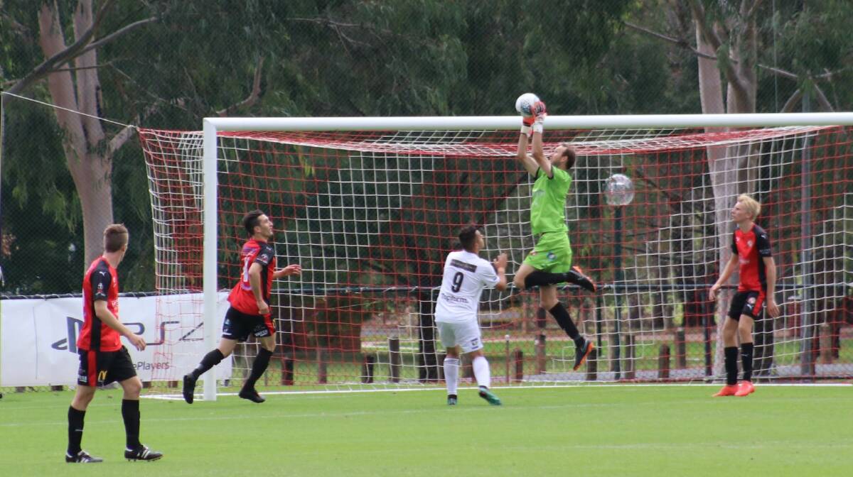 TALL ORDER: Matt Mildren will make his second appearance for Murray United against Box Hill United on Saturday. He replaces the suspended Abdulkerim Koc. Picture: JORDAN BREJCHA