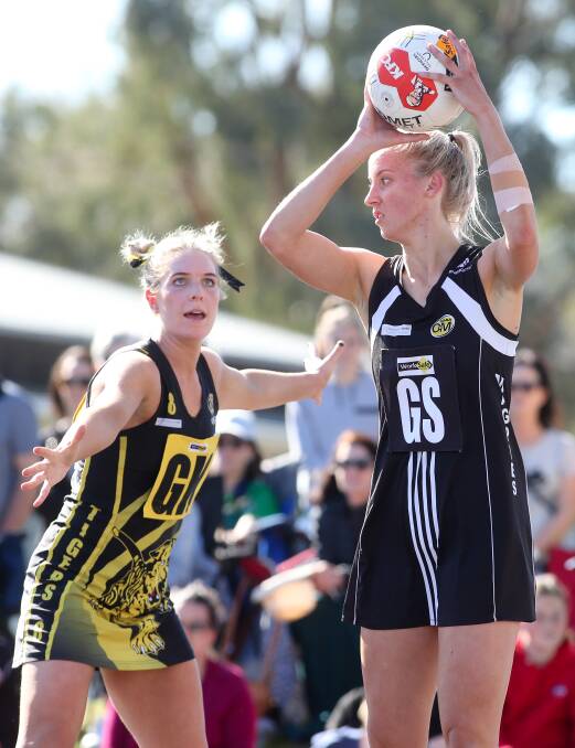 UNSTOPPABLE: Wangaratta goal shooter Amanda Umanski netted 42 goals to win the Paula Cary Medal as the best player on court in Sunday's grand final. Picture: KYLIE ESLER