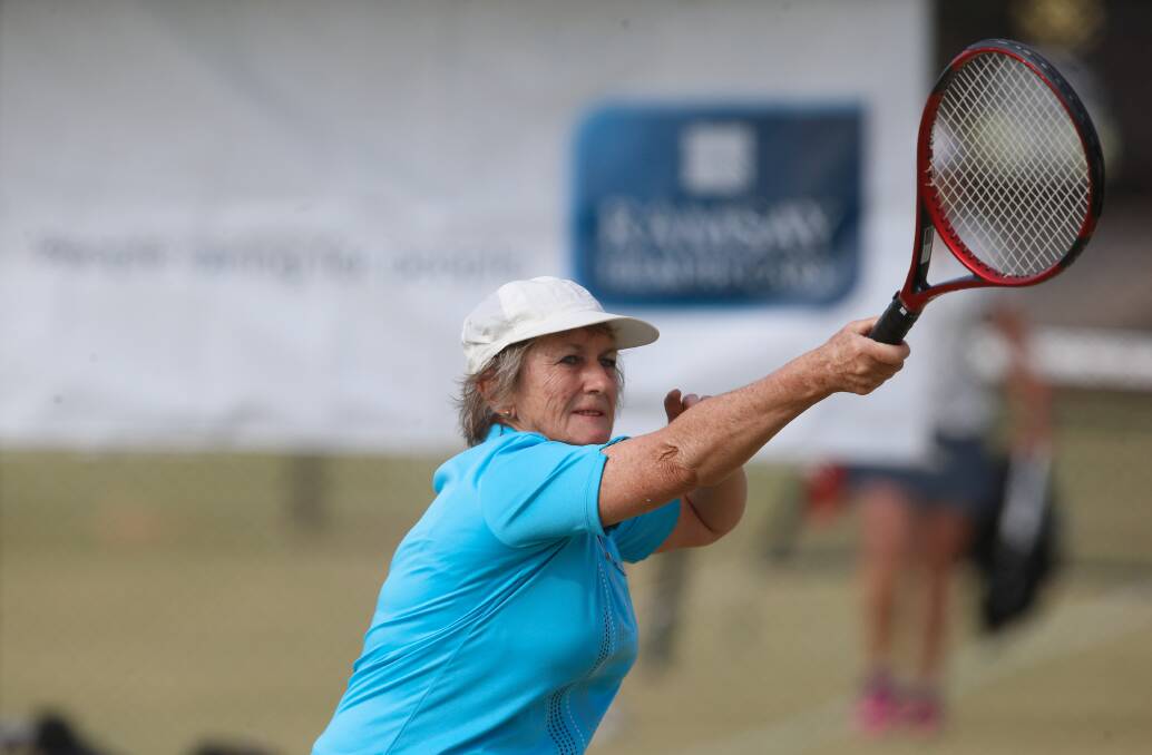 CLOSE CALL: Cecily McHarg featured in Huckstepp's two-game victory against Cannon in Albury Tennis Association's Tuesday women's pennant. Matches went ahead despite less numbers due to Victoria's lockdown.