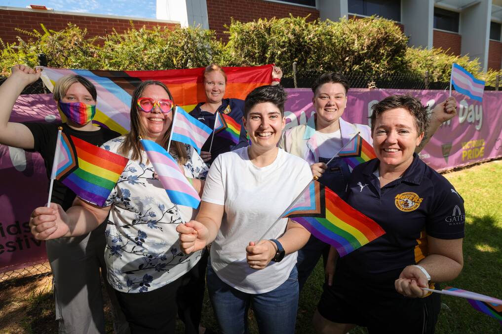 Charlie Hoffard, Vanessa Luscombe, Amy Collins, Allison Winters, Elena Sewell-Dolphin and Bronwyn McGorlick are looking forward to the second Pride Fair in Wangaratta on February 9. Picture by James Wiltshire