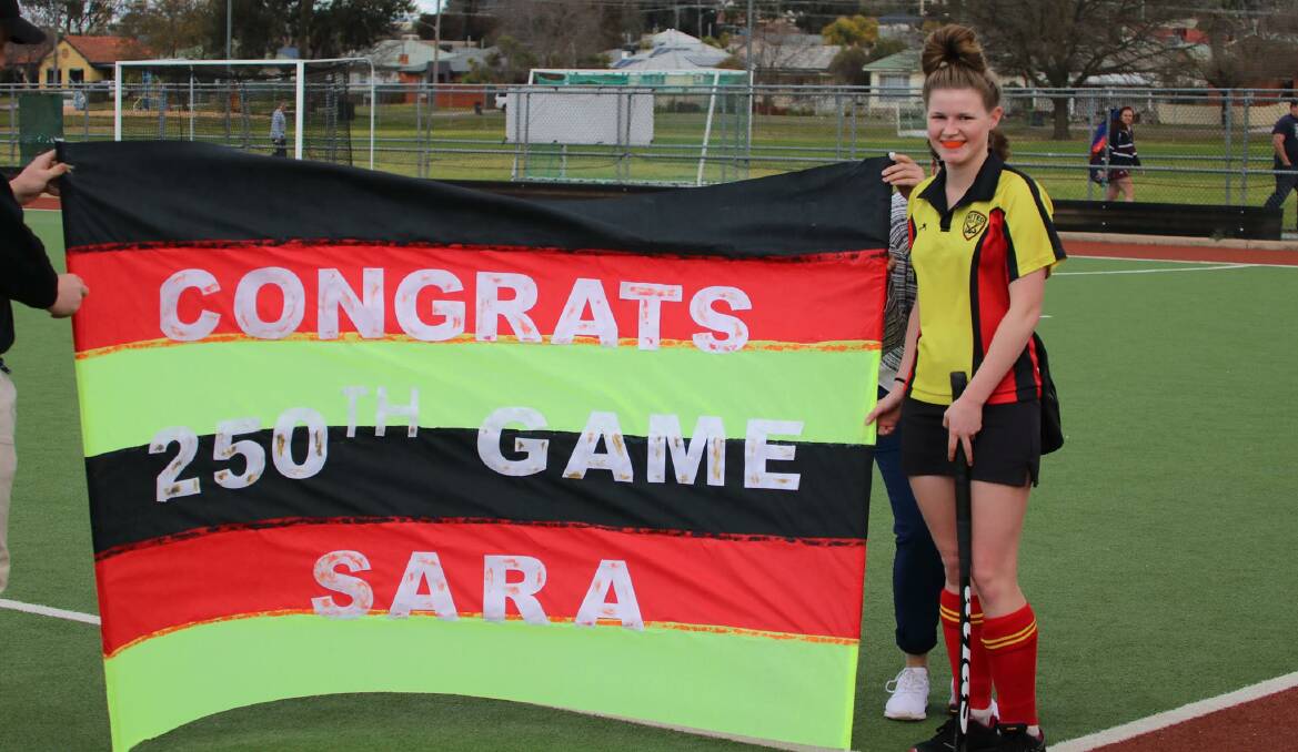 A special banner was made by the club to congratulate Sara Lumby on her 250th game for CR United.