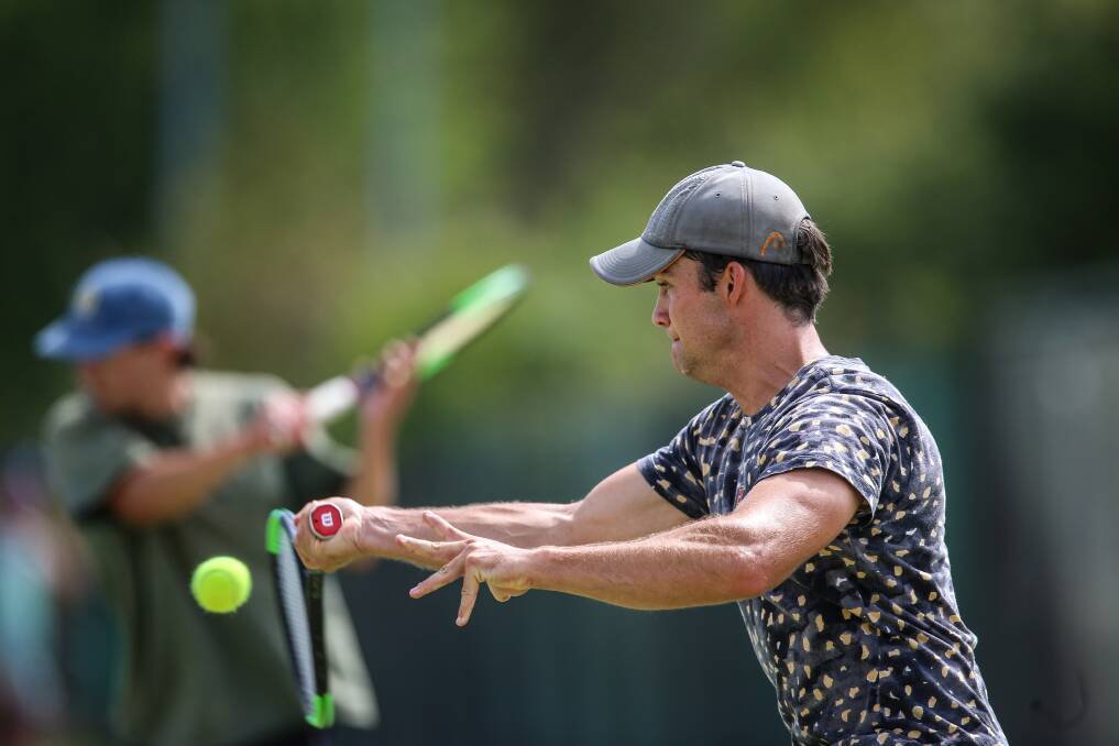 SUPERB: Andrew Healy guided Wodonga Bulldogs to victory in Albury Tennis Association section one men's pennant with an undefeated display at the Albury grasscourts. Picture: JAMES WILTSHIRE