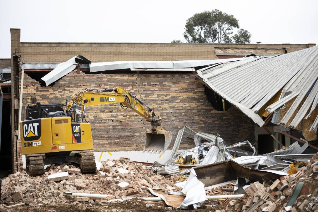 COMING DOWN: Demolition on the Lavington Sports Club building began in June. Picture: ASH SMITH