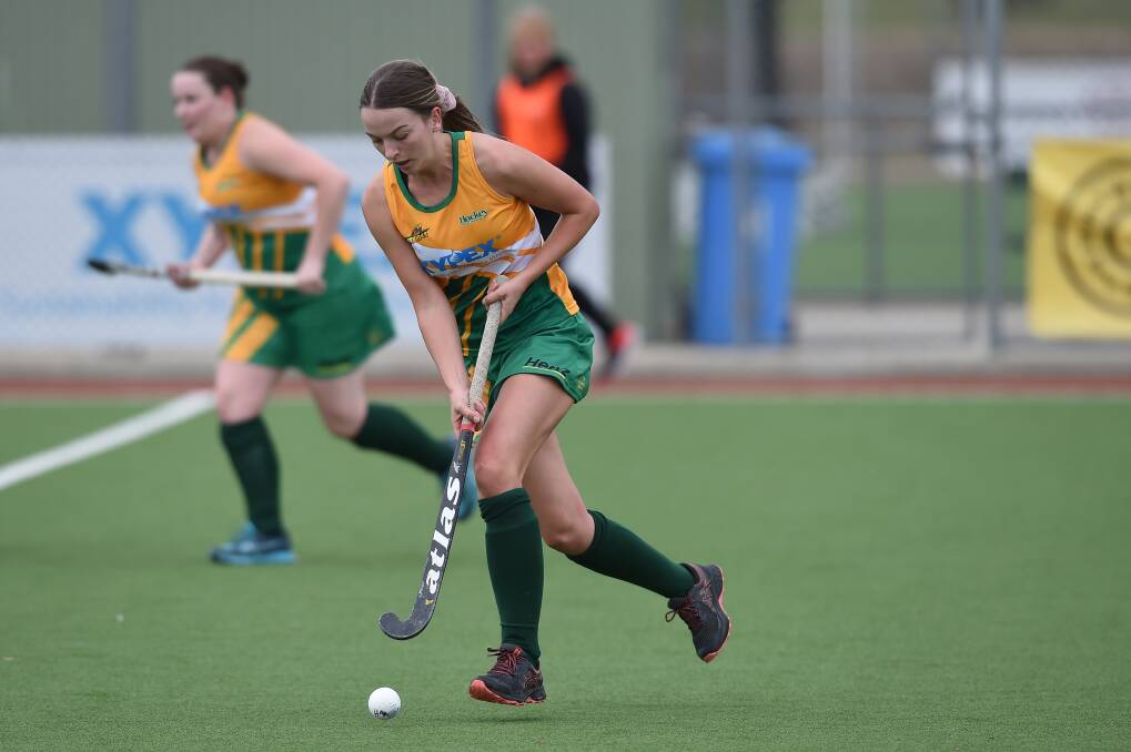 SOLID OUTING: Kate Reynolds returned for the Albury-Wodonga Spitfires women on Saturday in their 3-0 defeat to ANU at Albury Hockey Centre. Picture: MARK JESSER