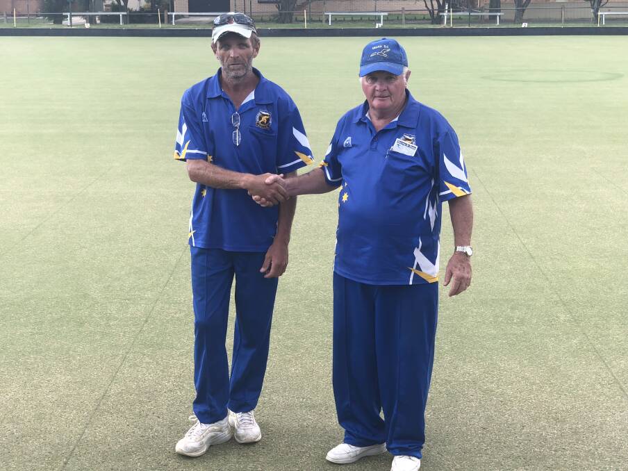 WELL PLAYED: Urana's Mick Dunnett and Mick Hodgess are the Albury and District president's reserve pairs champions.