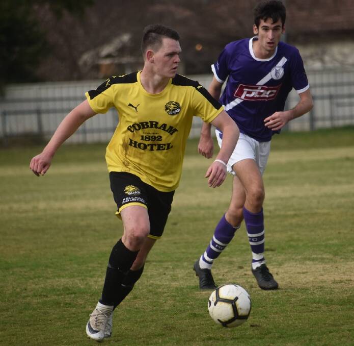 Cobram's English import Mitchell Speechley-Price leads the league in scoring. Picture: COBRAM ROAR FC