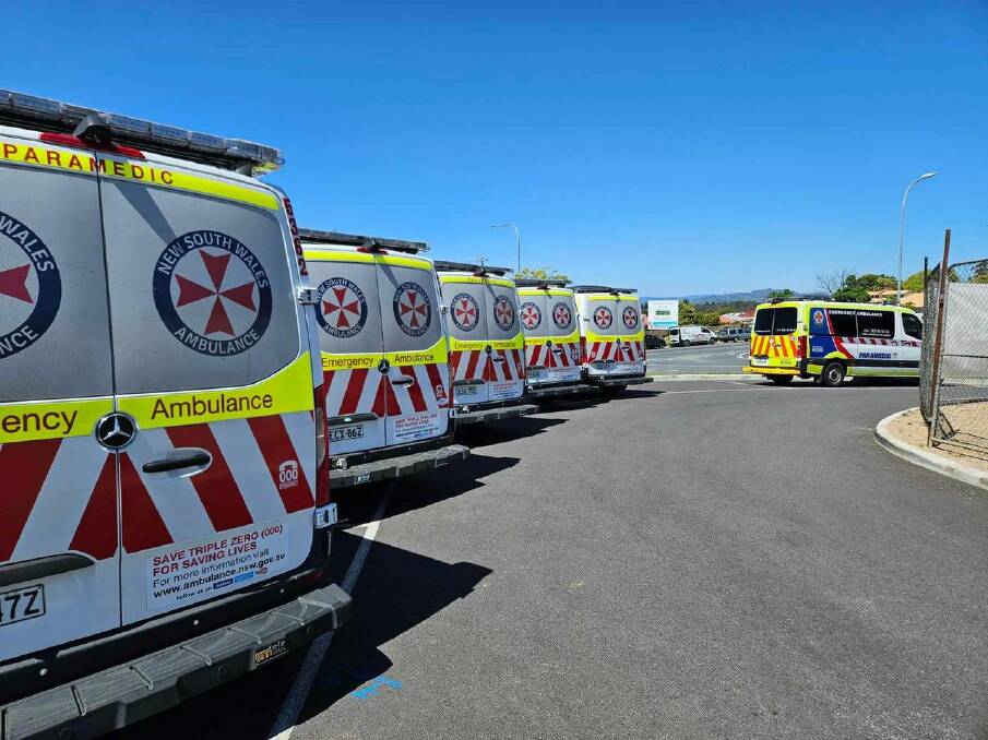 Ambulances banked up outside Albury hospital on Wednesday, October 11. Picture supplied