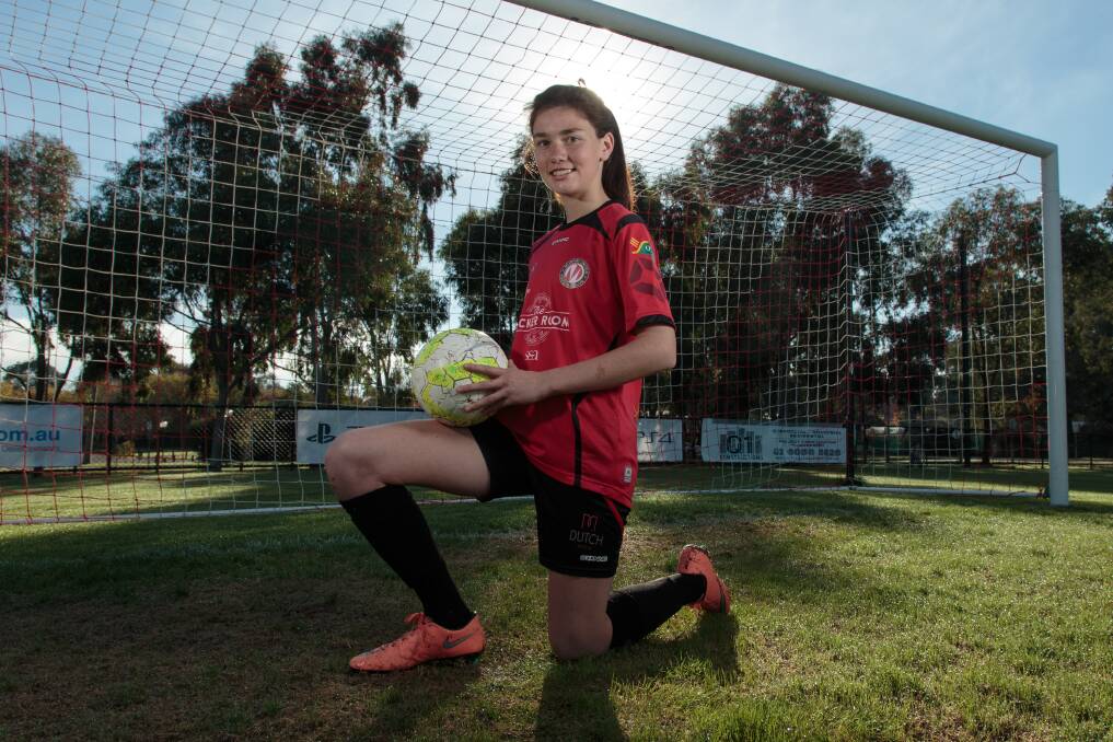 GAME ON: Natalie Grima has been a rock in defence for Murray United's under 14s this season in her third year at the club. Picture: SIMON BAYLISS