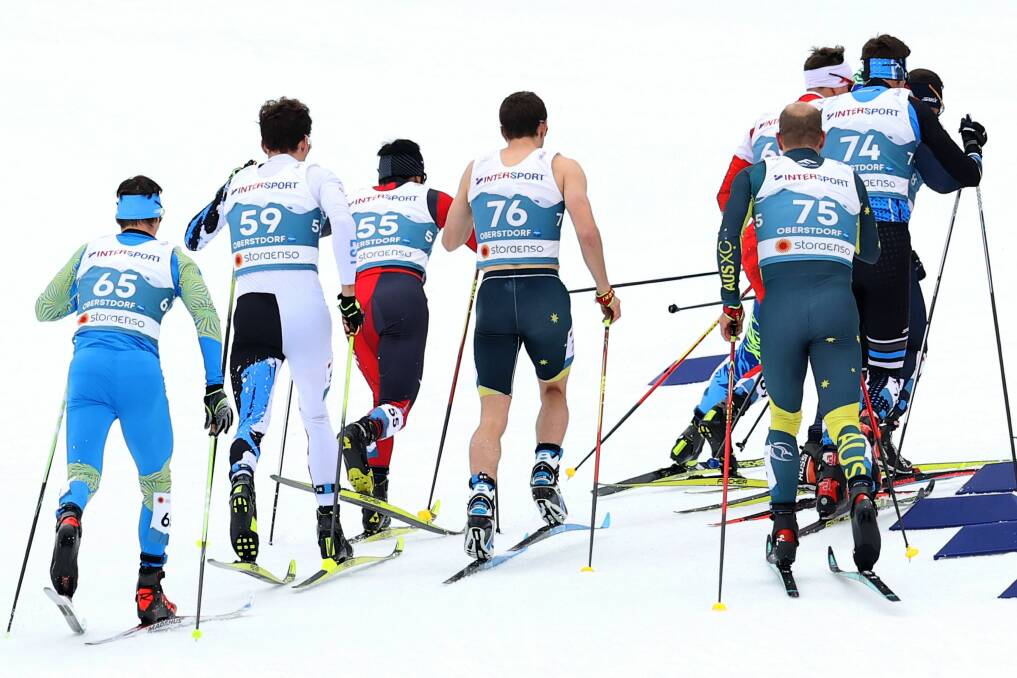 HARD TO MISS: Albury skier Mark Pollock stood out at the World Ski Championships in a singlet and shorts. Picture: GETTY IMAGES