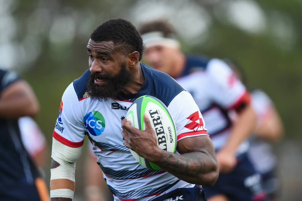 SUPERB: Melbourne Rebels flyer Marika Koroibete produced the highlight of Thursday night's trial game, making a break and scoring in the corner. Picture: MARK JESSER