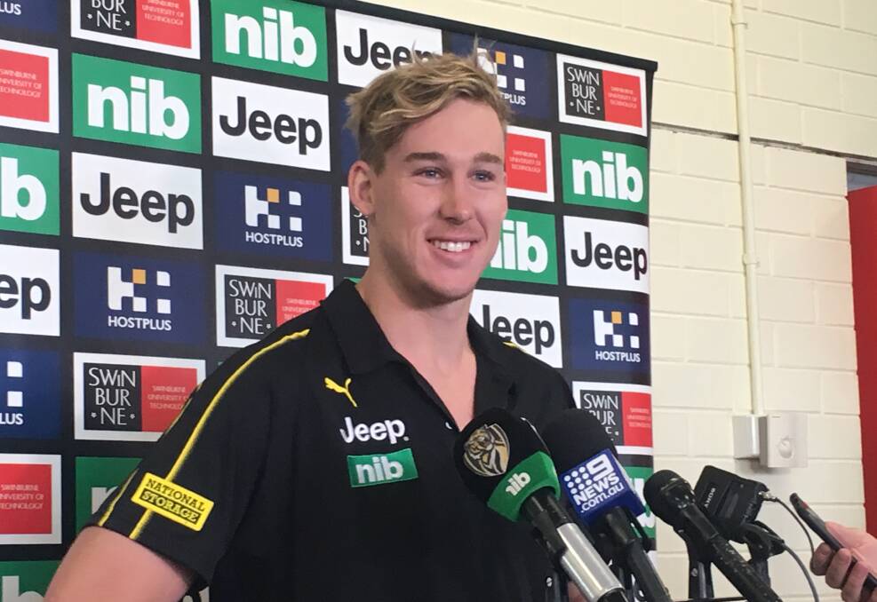 ALL SMILES: Richmond's Tom Lynch is progressing well with his rehab after off-season knee surgery.