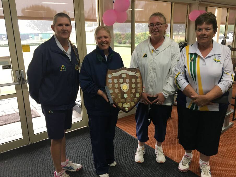 BACK TO BACK: The Holbrook side of Poppy Musgrave, Ann Aird, Pam Kaletta and Jo Merkel won the Riverina District Shield for a second consecutive year.
