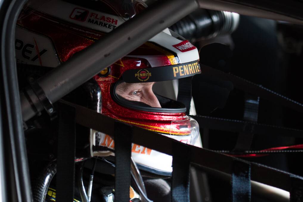 FOCUSED: Albury Supercars star Dave Reynolds in the cockpit of his Penrite racer. Picture: TIM FARRAH