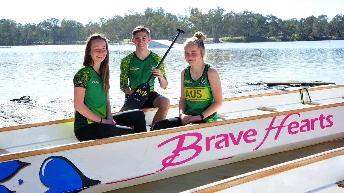 STARS: Ella Varman, Matthew Chapman and Charlotte Jones have been selected to represent Australia as a part of the Australian under-18s Aurora Dragon Boat team.
