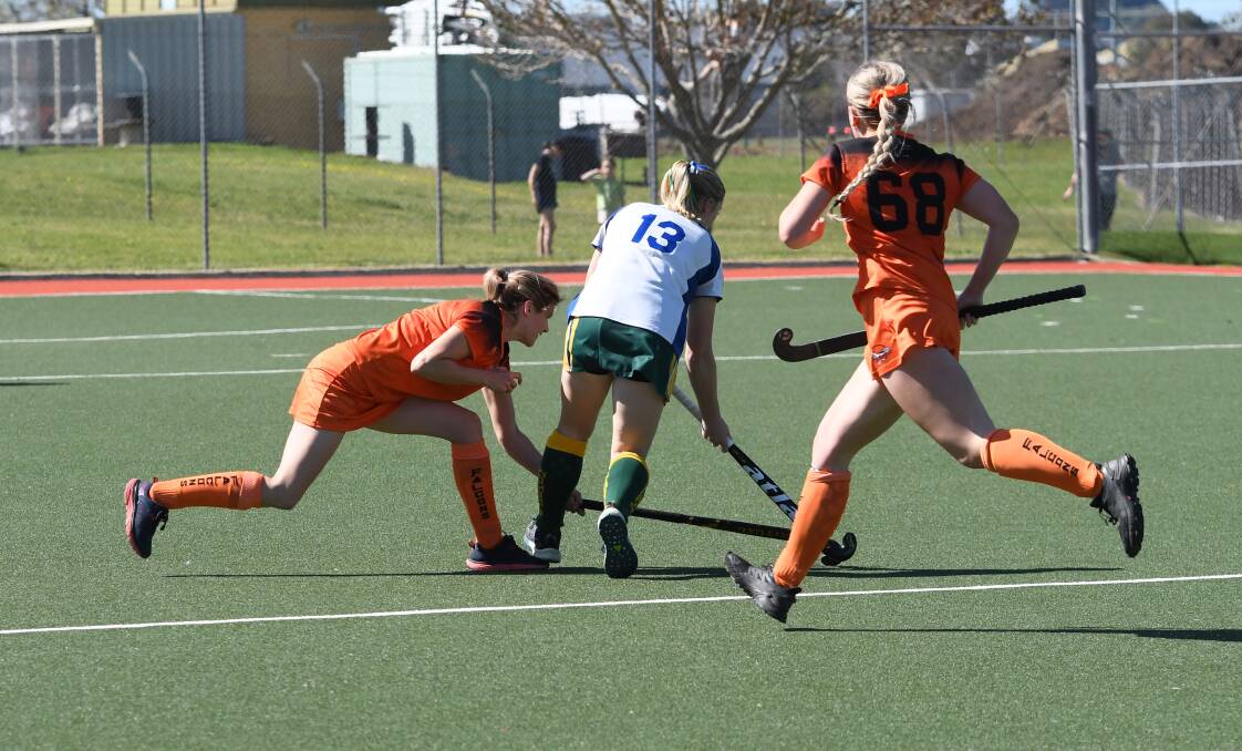 Falcons' lays a great tackle on Norths-Wombats' Chantelle Beath. Picture supplied