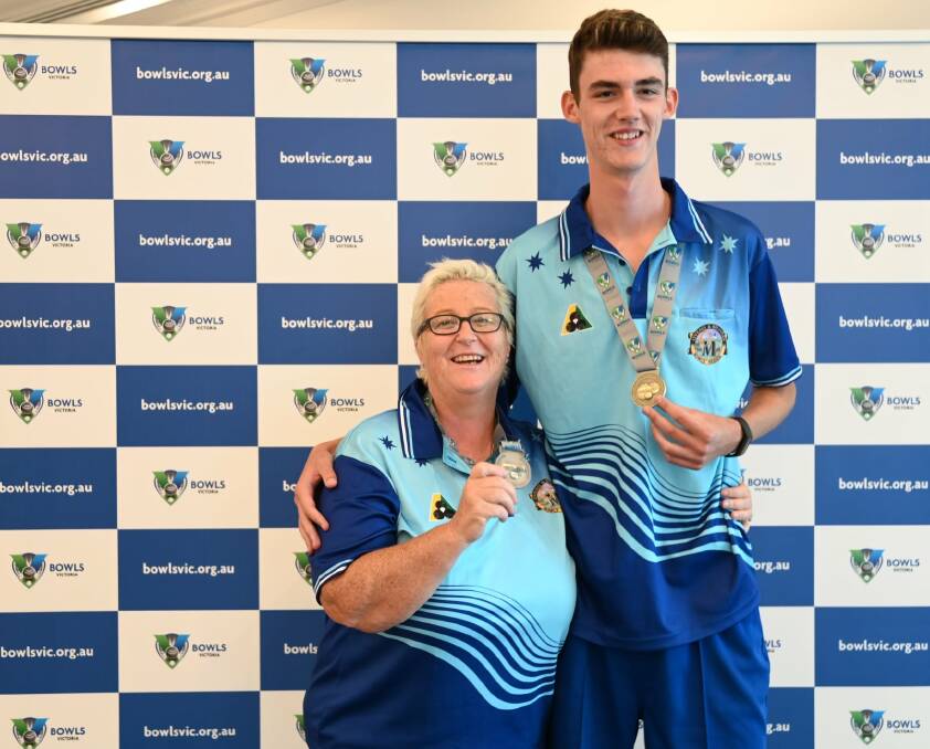 STAR: Wangaratta's Ethan Fruend won the novice men's singles at Champions Week, while Yarrawonga's Kim Johnston was the women's runner-up. Picture: BOWLS VICTORIA