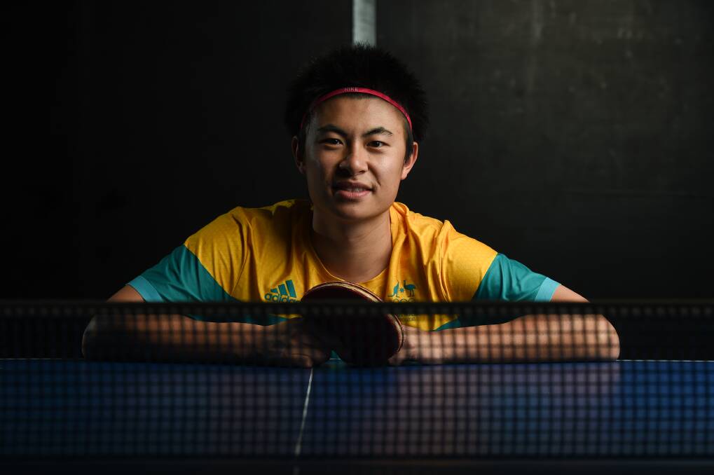 GREEN AND GOLD: Heming Hu represented Australia in table tennis at the Rio Olympic Games and this year's Commonwealth Games on the Gold Coast. Picture: MARK JESSER
