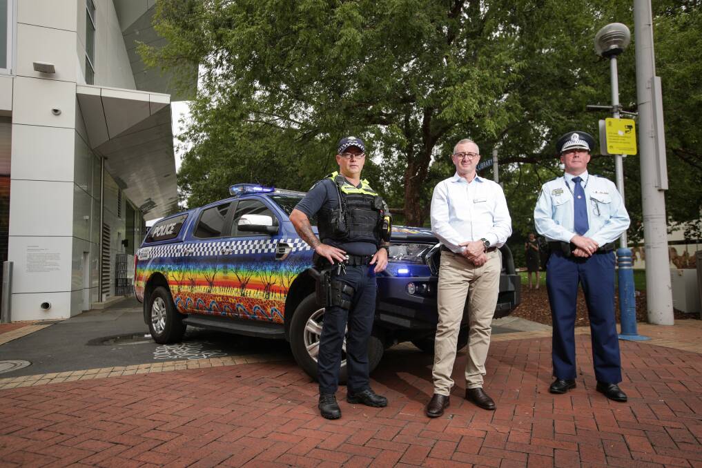 UNITY: Leading Senior Constable Mark Paynter, Crime Stoppers NSW chief Peter Price and Superintendent Paul Smith hope to see a reduction in illegal firearms on the Border. Picture: JAMES WILTSHIRE