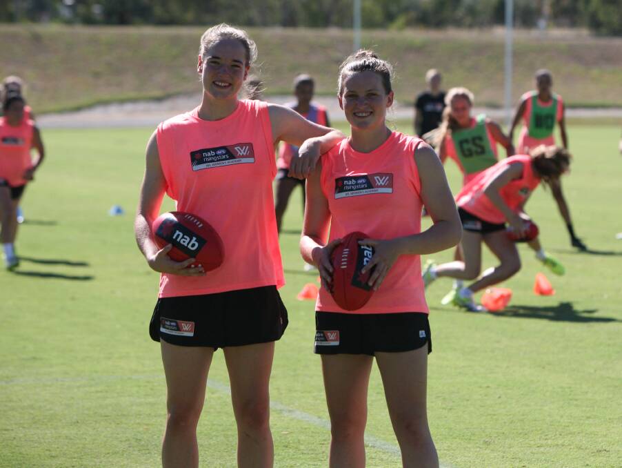 FUTURE PROSPECTS: Isabel Huntington and Alyce Parker at the recent AIS AFL women's academy camp in Canberra. Picture: AUSTRALIAN SPORTS COMMISSION
