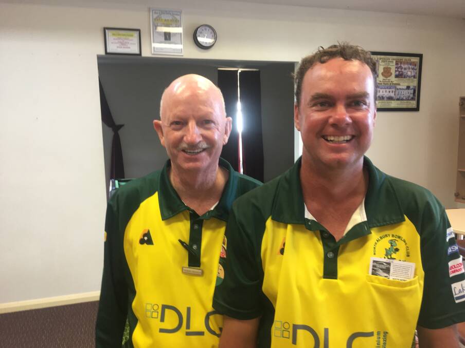 HARD WORK: North Albury's Norm Honey and Stephen Broad required an extra end to claim the open pairs title.