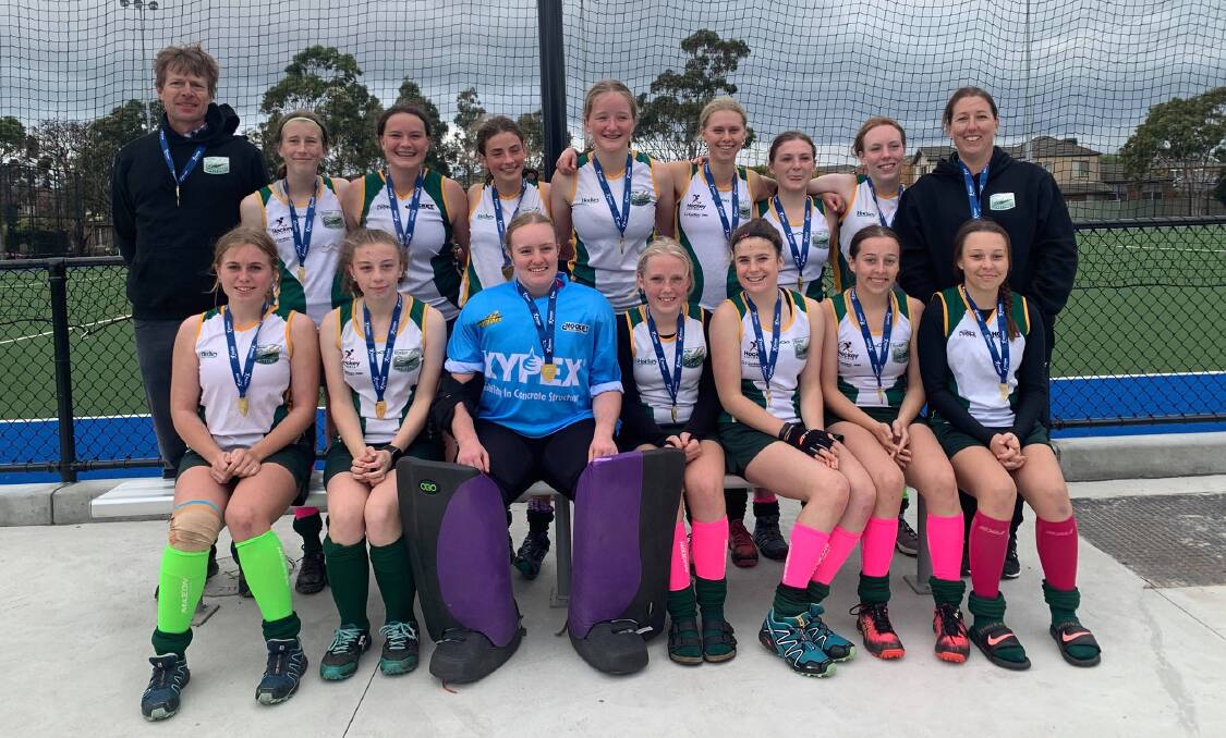 MASSIVE EFFORT: The Hockey Albury-Wodonga under-18 girls took out their division at the Victorian Junior Country Championships in Melbourne. Picture: HOCKEY VICTORIA