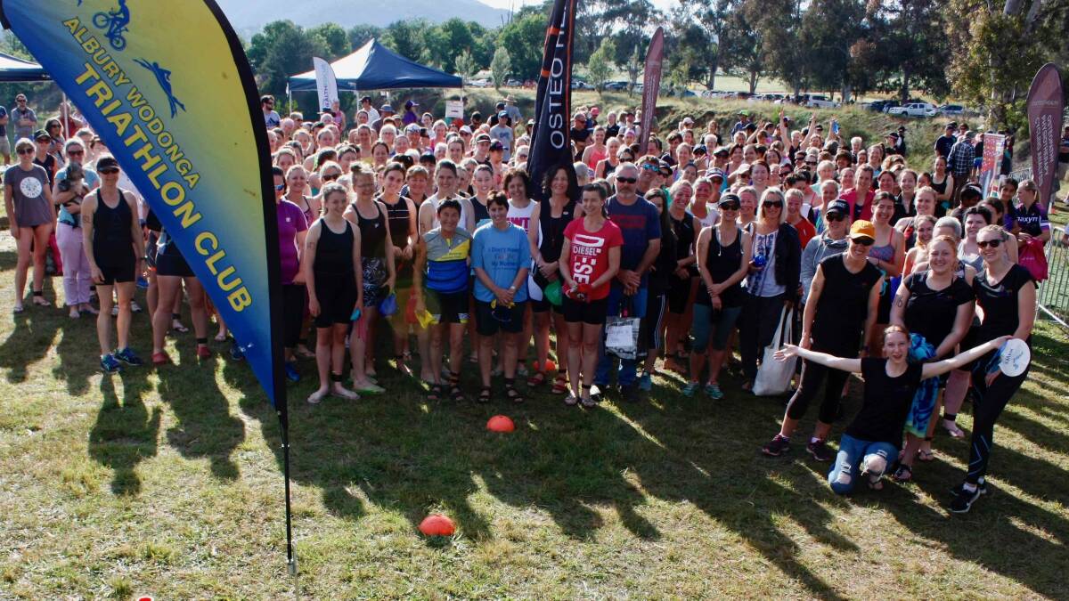 MASSIVE TURNOUT: Record entries for the women's triathlon on the Border provided a significant boost to Upper Murray Family Care's Trust in Kids fund.
