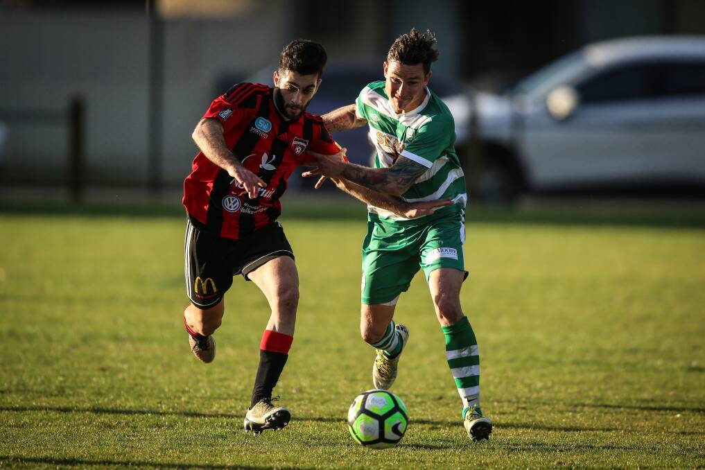 ON FIRE: George Elkotta played a big part in Wangaratta's 17-0 onslaught against Swinburne FC in the FFA Cup qualifiers, scoring five goals. Picture: JAMES WILTSHIRE