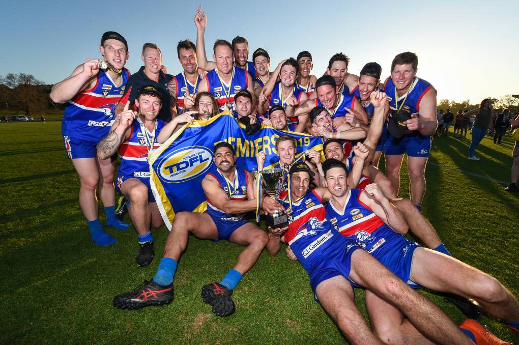 DOMINANT: Thurgoona celebrates after taking down Barnawartha in the 2019 Tallangatta and District league grand final at Sandy Creek.