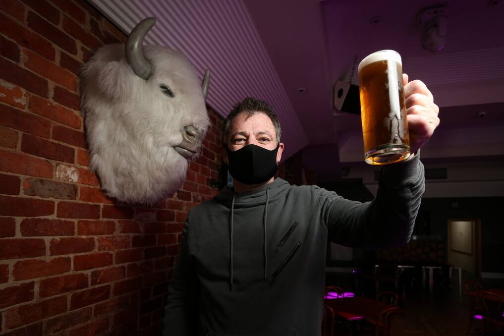Zed Bar owner Brian Grenfell during restricted trading on NSW venues in 2021, which required venues to adhere to social distancing caps. Picture by James Wiltshire