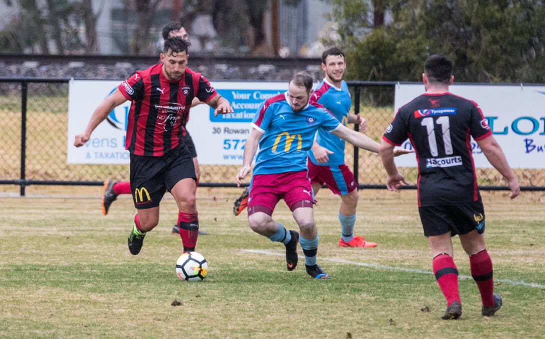 BIG NAME SIGNING: Former A-League striker Andrew Barisic debuted for Wangaratta last weekend. Picture: WANGARATTA CHRONICLE