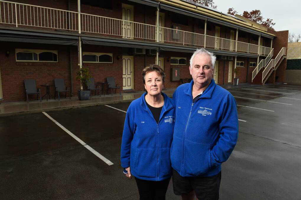 NIGHTMARE: Albury Townhouse managers Trish and Kevin Gordon have lost all but one booking for July as a result of the NSW border closure last week. Picture: MARK JESSER