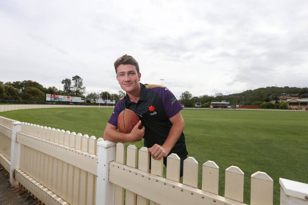 BRING IT ON: Albury's Charlie Byrne has put in the hard yards to give himself a chance of landing on an AFL list and hopes to hear his name called out during Wednesday's national draft. Picture: TARA TREWHELLA