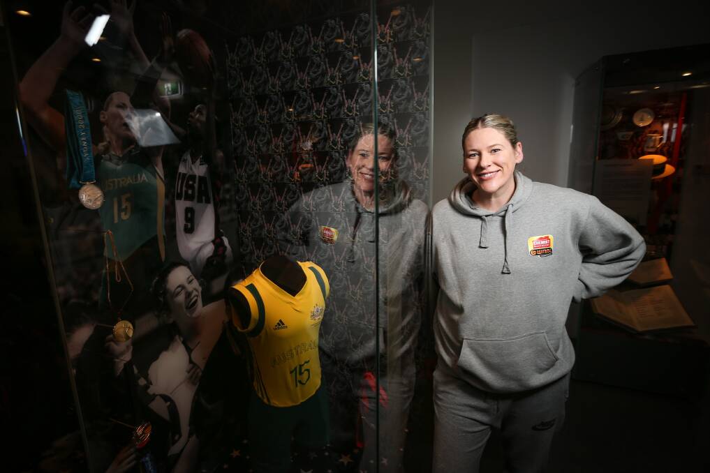 PRIDE: Sydney 2000 silver medallist Lauren Jackson with a collection of her Olympic memorabilia at the Albury LibraryMuseum. Picture: JAMES WILTSHIRE