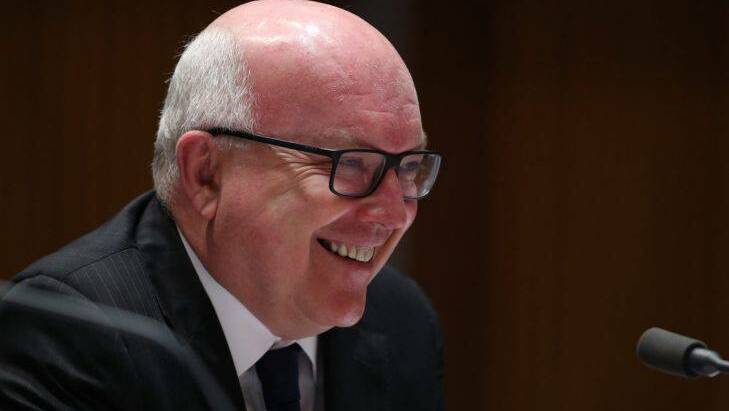 Attorney-General Senator George Brandis during Senate Budget Estimates at Parliament House, Canberra on Wednesday 24 May 2017. Photo: Andrew Meares