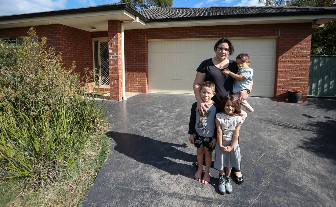 SEARCH FOR STABILITY: Shantelle Melbourne and her children are looking for somewhere to call home. Ms Melbourne said she has applied for 45 different houses, but she's struggling to get a foot in the door in the tough rental market. She said she's considered moving her family, including one toddler, to live in their car. Shantelle Melbourne with three of her five children, Marc-Antony, 6, Elliana, 5, and Sofia, 2. Picture: JAMES WILTSHIRE