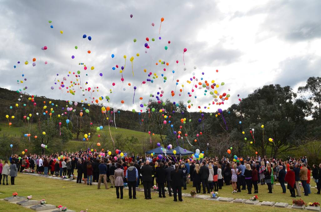 A DEEP LOSS: Balloons released at the funeral of Jessica McLennan. The 23-year-old's death in 2016 continues to devastate her family and friends. 