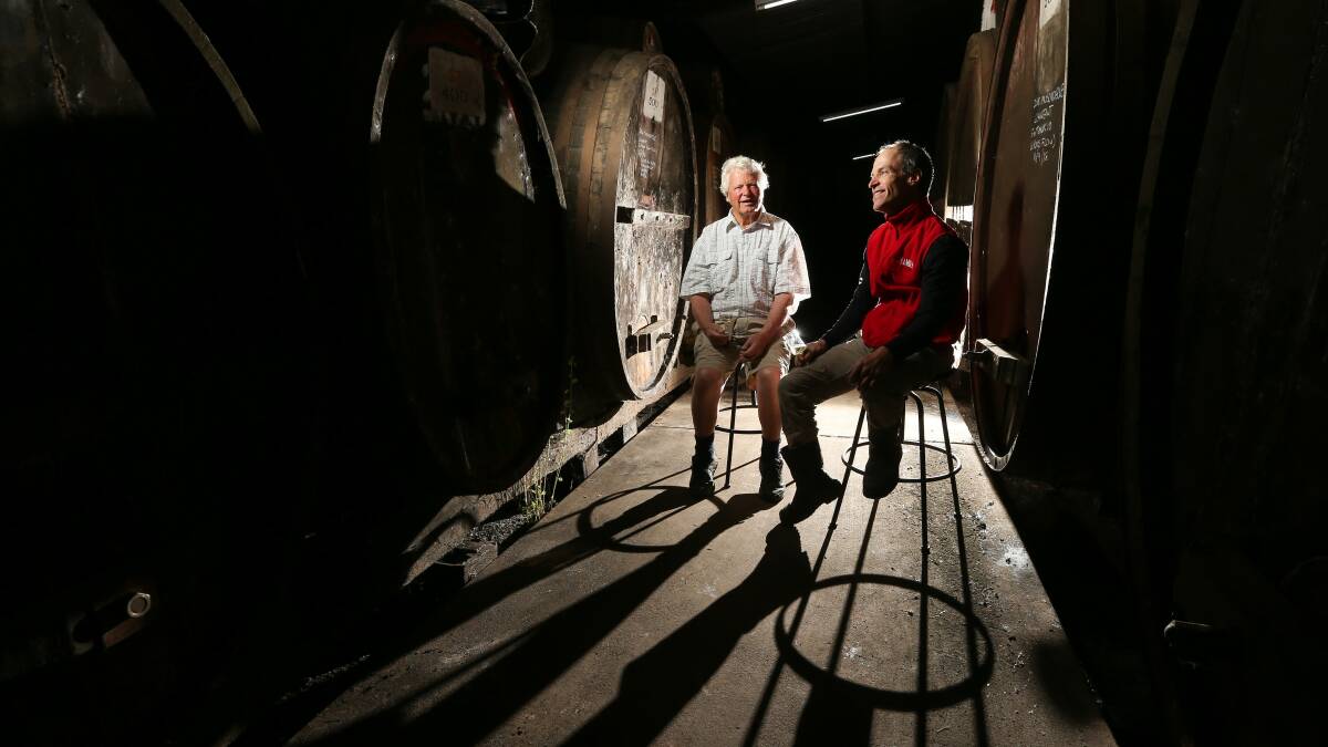 Fortified wine legend Bill Chambers and his son Stephen, Chambers Rosewood Winery sixth-generation winemaker.