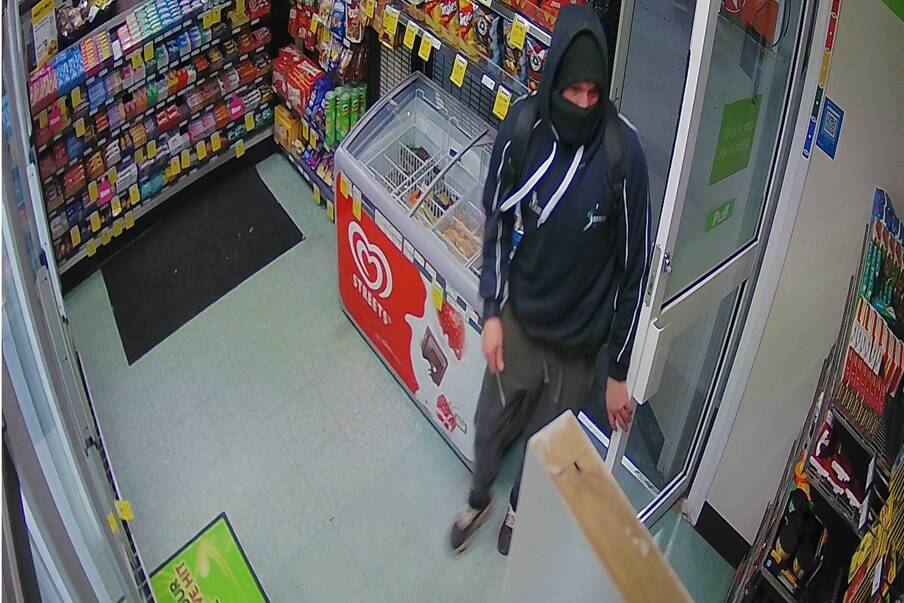 The image released by police in an appeal for information after the armed robbery of a Lavington service station.